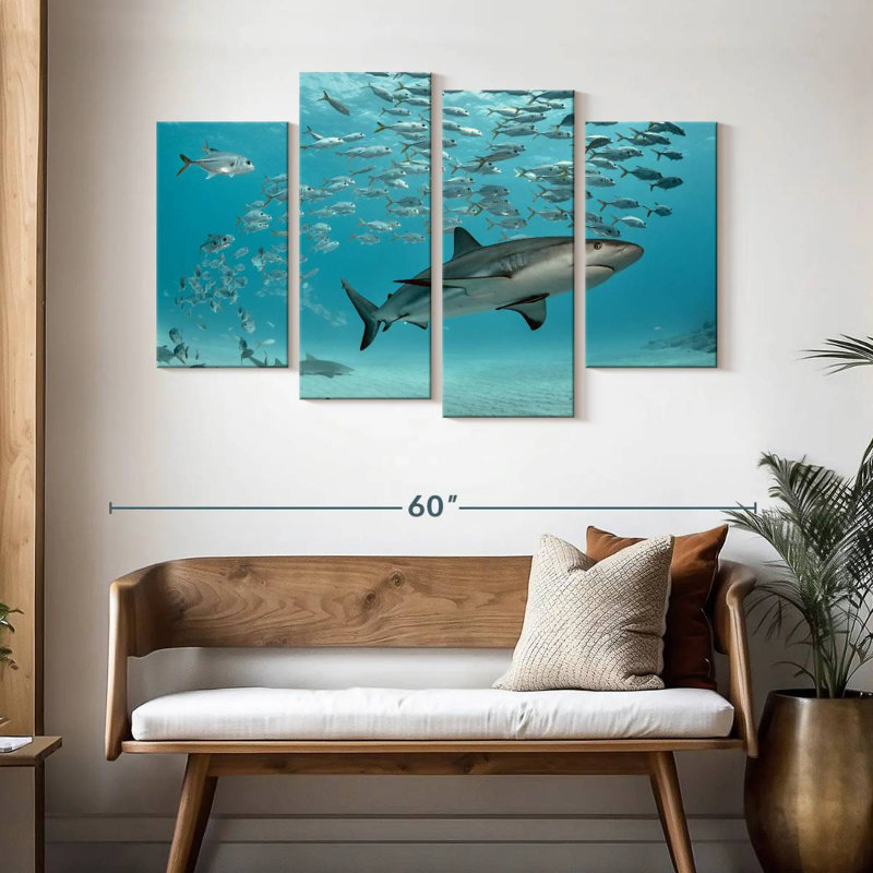 Brampt Caribbean Fish And Sharks, 32" H x 52" W