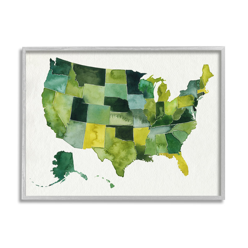 Carte des États-Unis, art moderne, H 11 po x l 14 po x P 1,5 po, Estampe numérique Farmhouse
