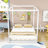 Wooden Canopy Platform Bed with Slats Support-912670370-912670369