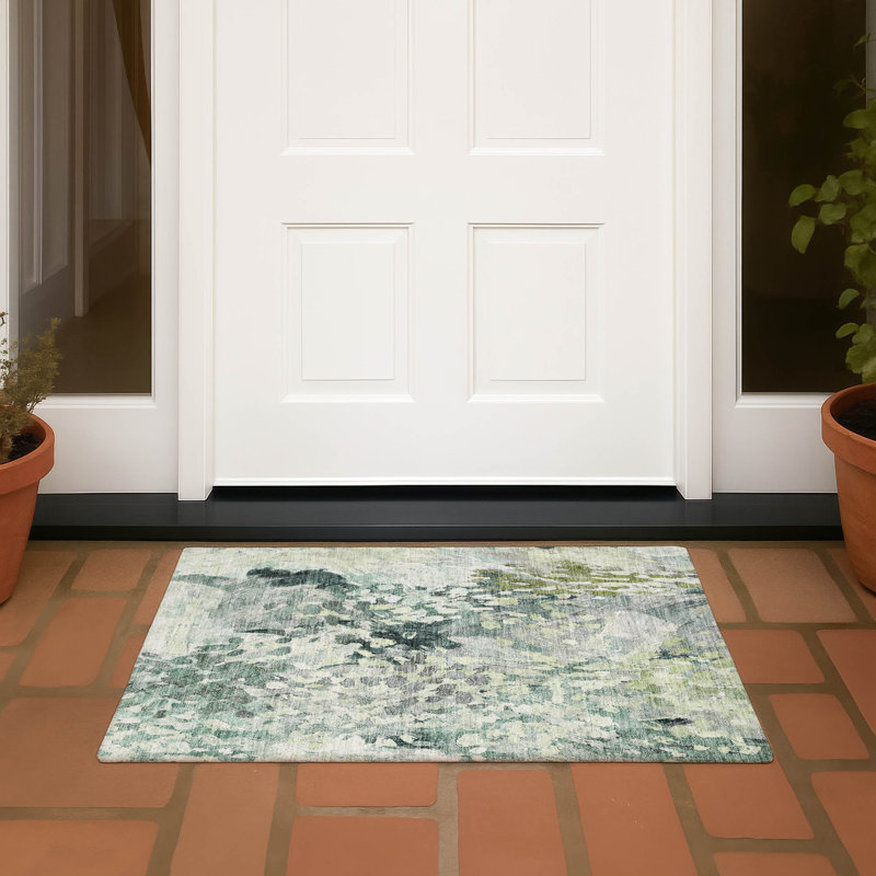 Tapis moderne lavable à la machine intérieur / extérieur ACN2736, Comme neuf, 2 pi 6 po x 3 pi 10 po