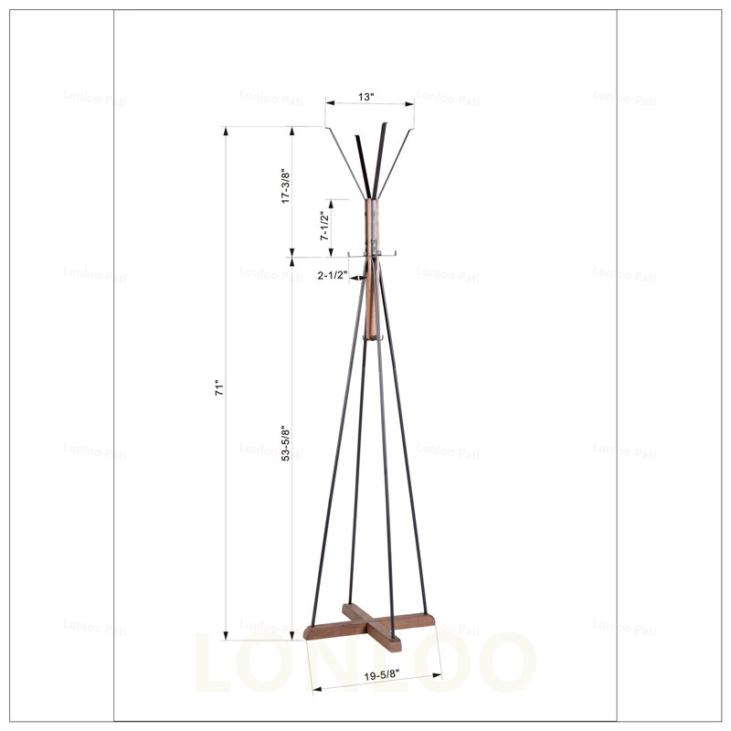 Reclaimed Wood and Metal Freestanding Coat Rack with 8 Hooks, Ideal for Bedrooms and Living Rooms, Durable and Stylish Storage Solution.