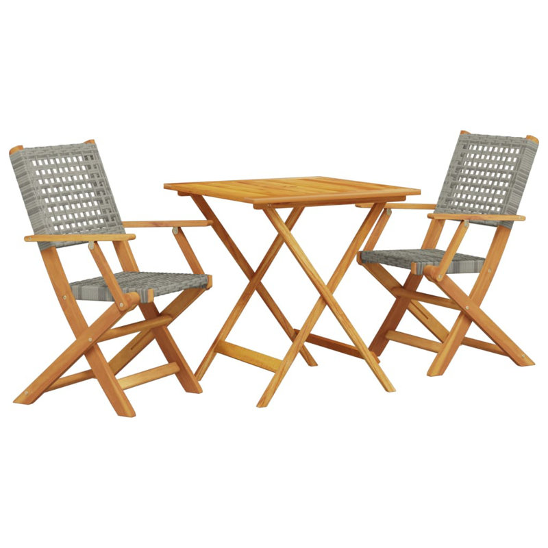 12 2 - Person Wood Patio Dining Set with Square Table, Grey