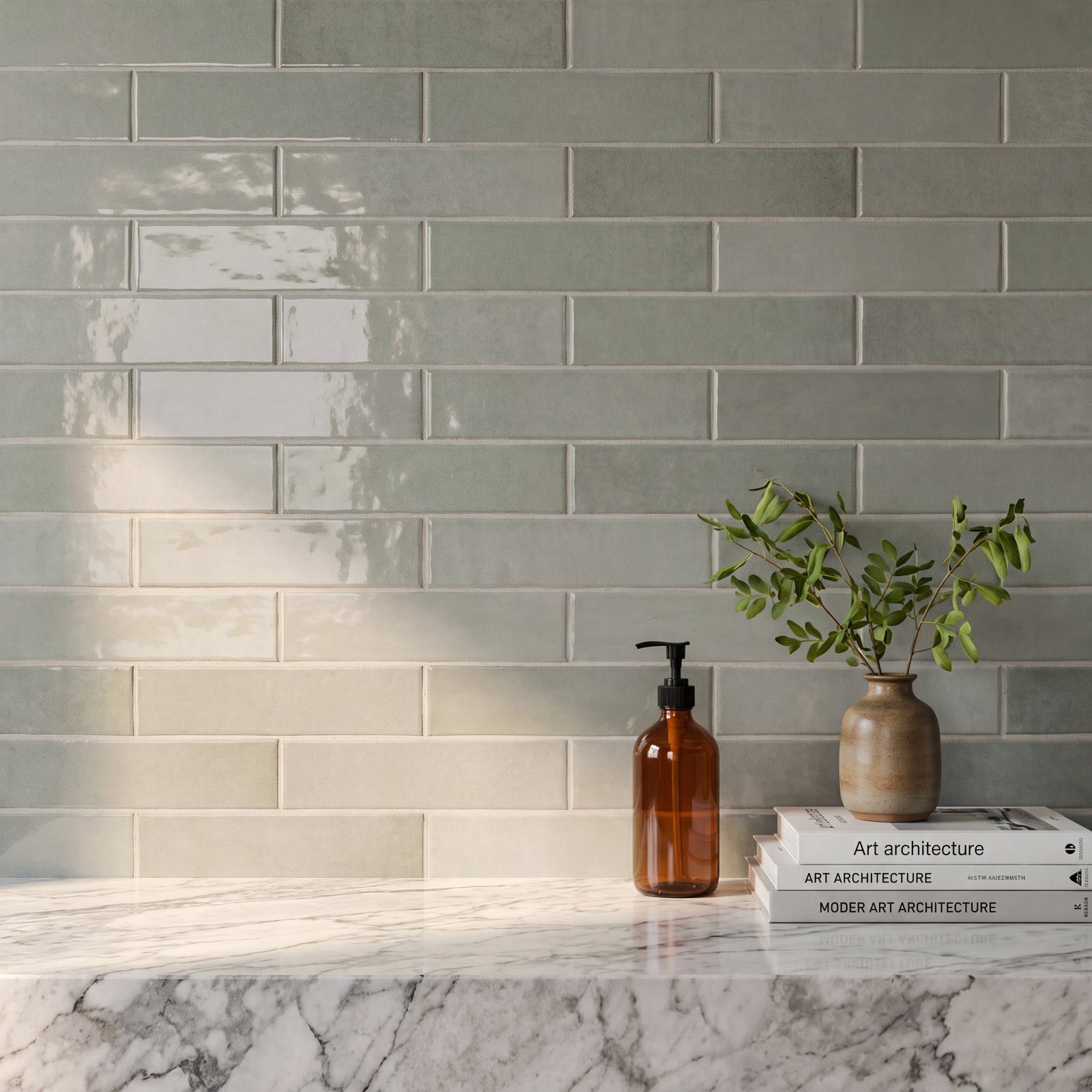 Renzo Ceramic Subway Wall Tile, Jade