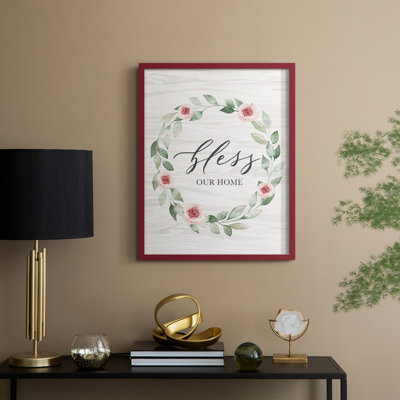 «Bless Our Home», reproduction encadrée - bois massif