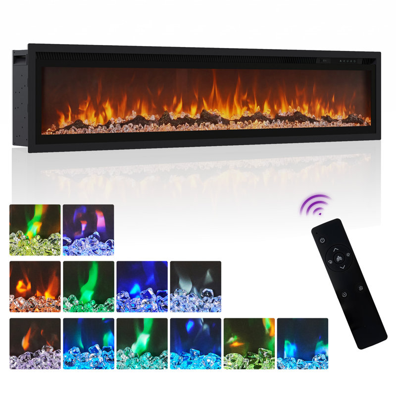 Electric Fireplace For Recessed Or Wall Mount Installation, 34.1cm H x 152.4cm W x 14.2cm D