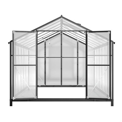 Outdoor Greenhouse, Heavy Duty Polycarbonate Greenhouse, Large Walk-In Greenhouse With Double Doors And Two Ventilation Windows