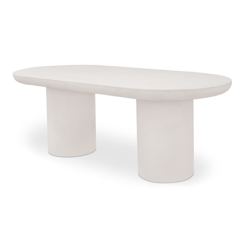 Ansel 39.37'' Concrete Outdoor Dining Table, Cream