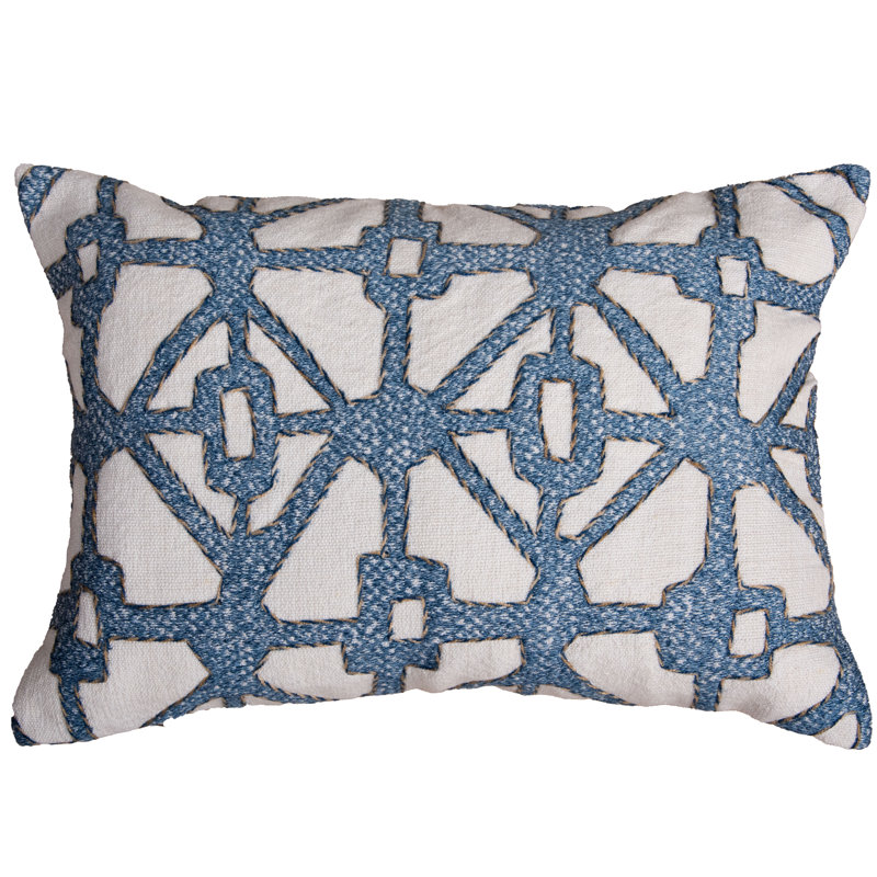  100% Polyester High Performance/Easy Care Lumbar Rectangular Pillow Cover & Insert, Gray/Blue