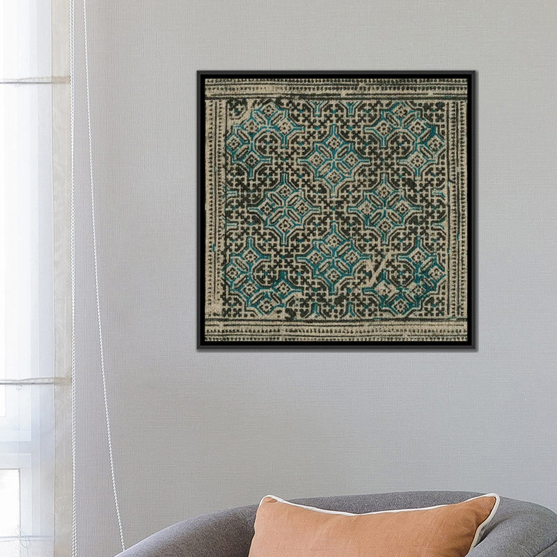 « block print textile iii », impression sur toile, H 26 po x l 26 po x P 1,5 po, Toile avec cadre noir
