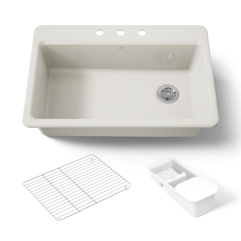 Riverby™ Single-Bowl Top-Mount Kitchen Snk with Accessories, 1 hole, Biscuit