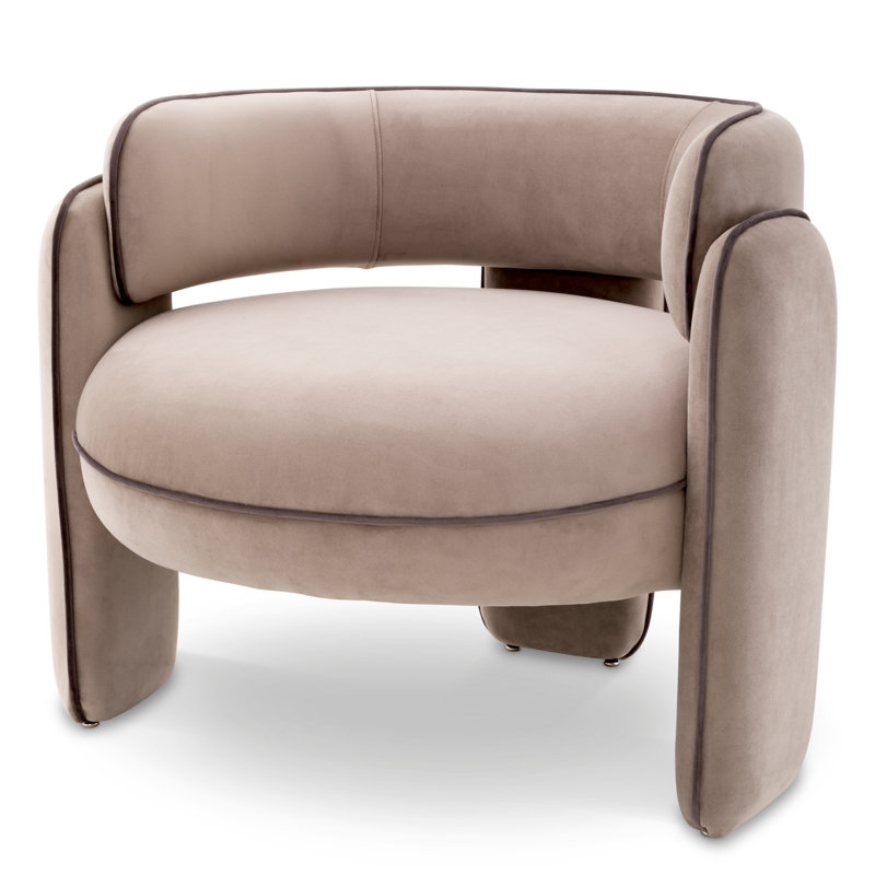 Chaplin Velvet Barrel Chair, Savona Greige/Savona Gray Polyester