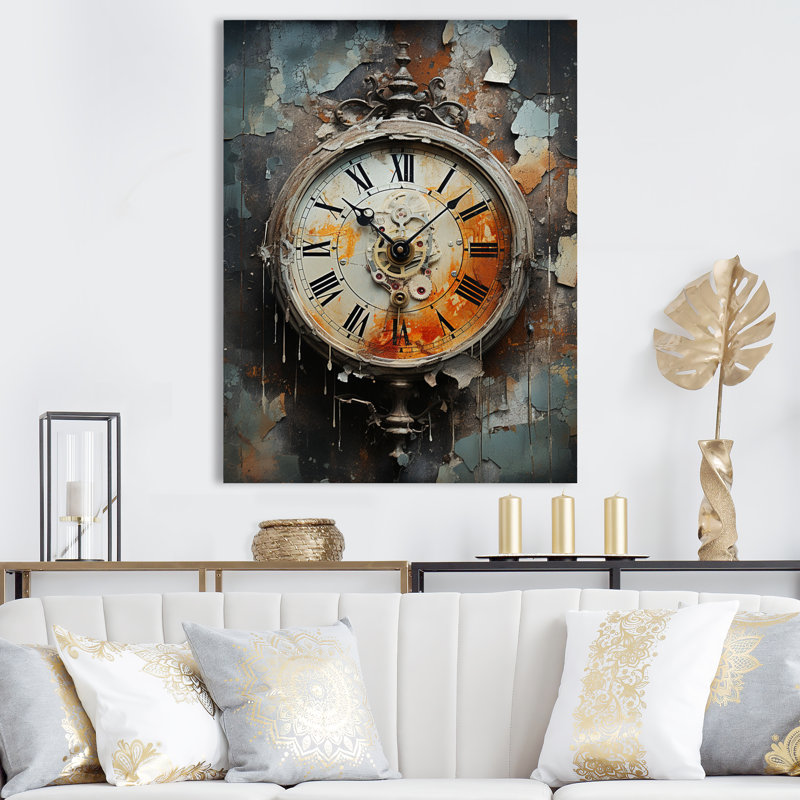 Pukiawe " Clock Industrial Chic I ", 40" H x 30" W x 1.5" D, Wrapped Canvas