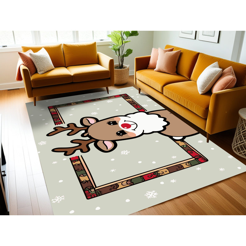 Tapis de vacances d'hiver de Noël lavable The Holiday Aisle®, Tapis de couloir 2 pi x 4 pi