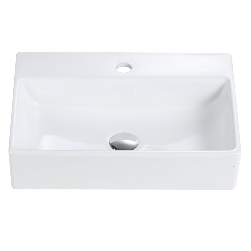 Zumbrota 20"X14" Glossy White Ceramic Sink - , Stain , Heat Easy To Maintain Integrated Kitchen 1 Faucet Hole, Maintain, Safe Edges