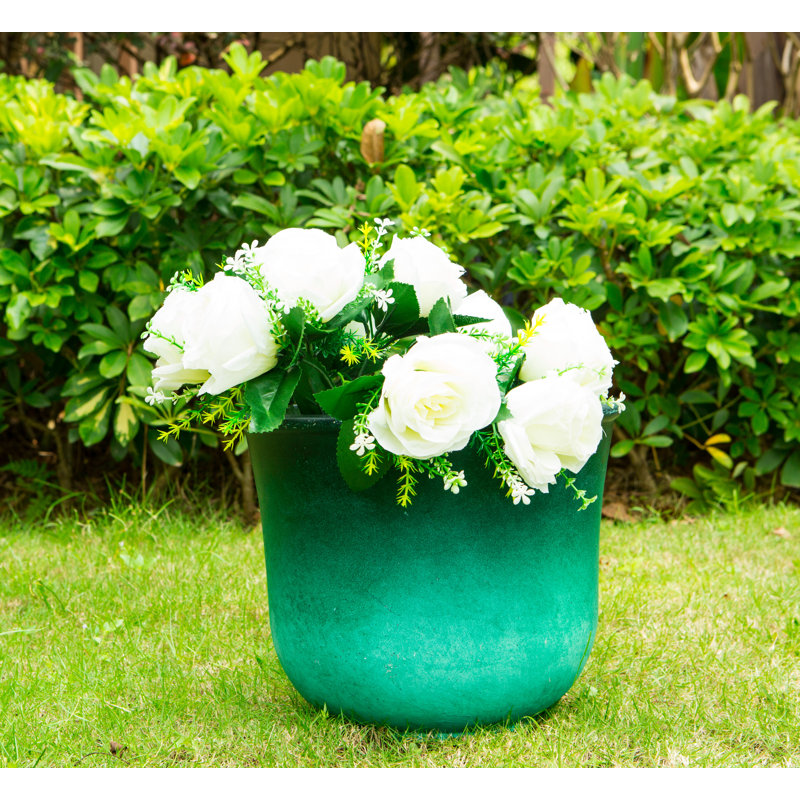 Pot de fleurs en béton Jetter, H 9,8 po x l 11,8 po x P 11,8 po, Vert