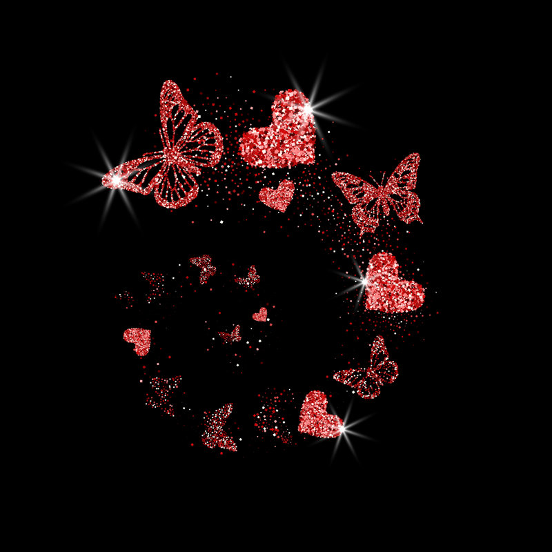 «Emontae Red Glitter Butterflies On», impression sur toile, H 12 po x l 12 po