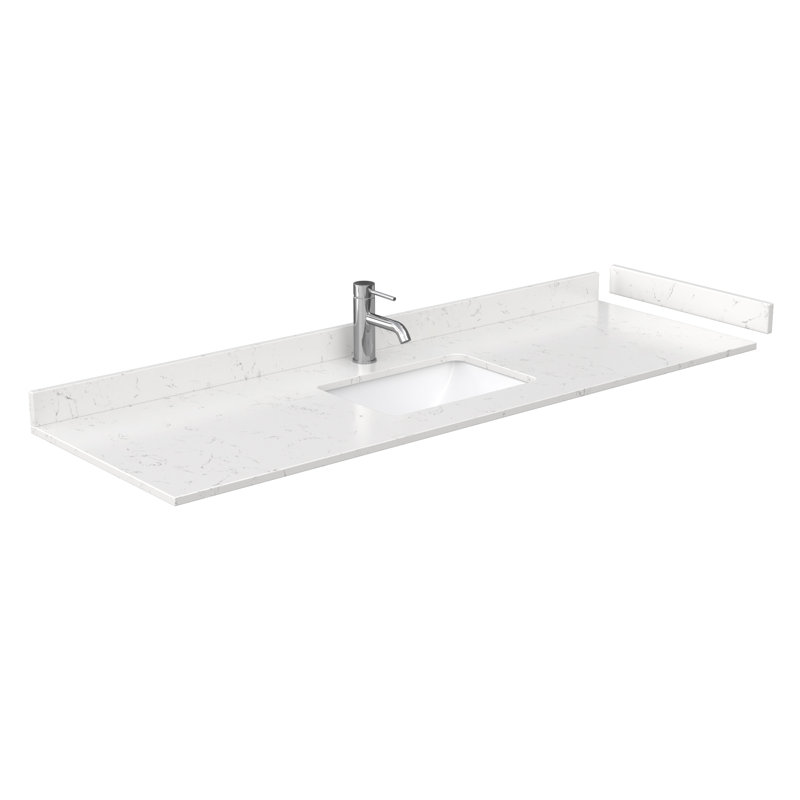 Beckett 66" Freestanding Single Bathroom Vanity with Cultured Marble Top, Carrara Cultured Marble, Dark Blue, Brushed Nickel