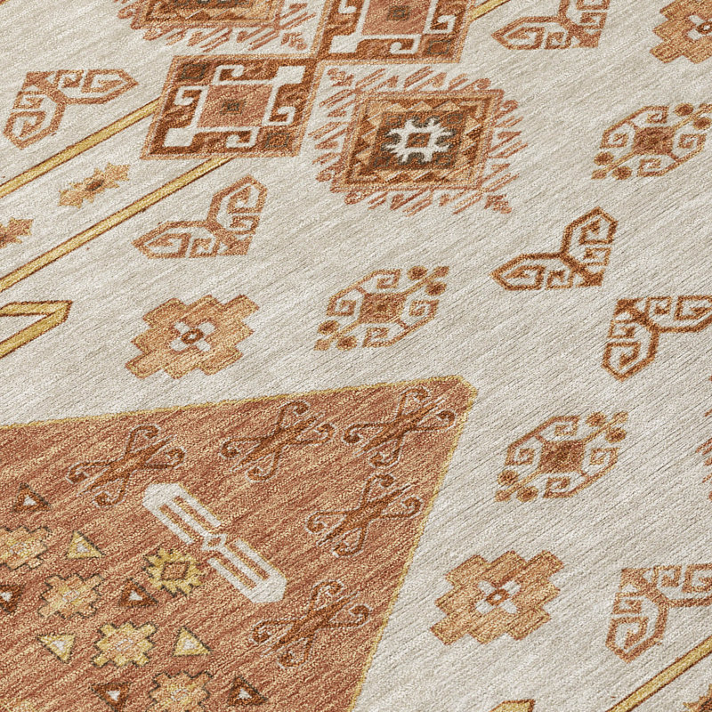 Machine Washable Indoor/Outdoor Chantille ACN2565 Global Rug, 1'8" x 2'6", Paprika
