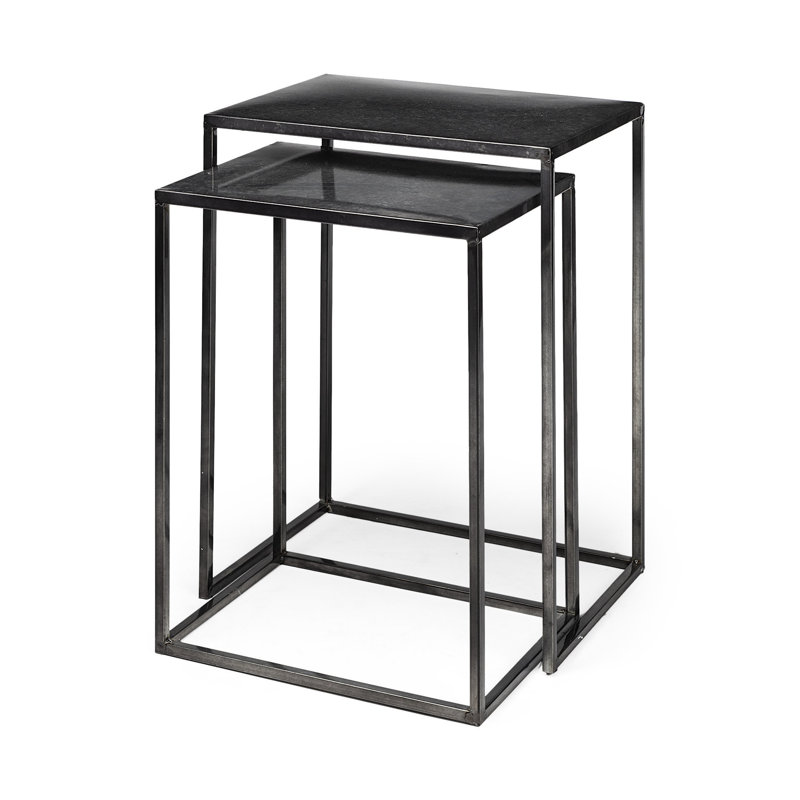 Ensemble de deux tables gigognes en fer noir
