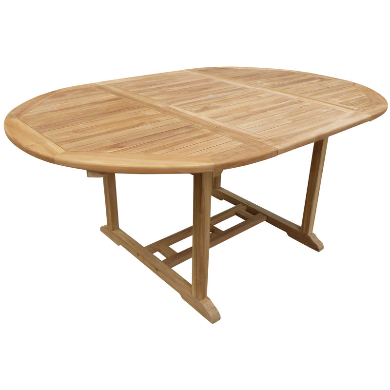 Cosper Round to Oval Teak Outdoor Extension Dining Table, 47'' round to 71'' Oval , 31" H x 47" W x 47" D