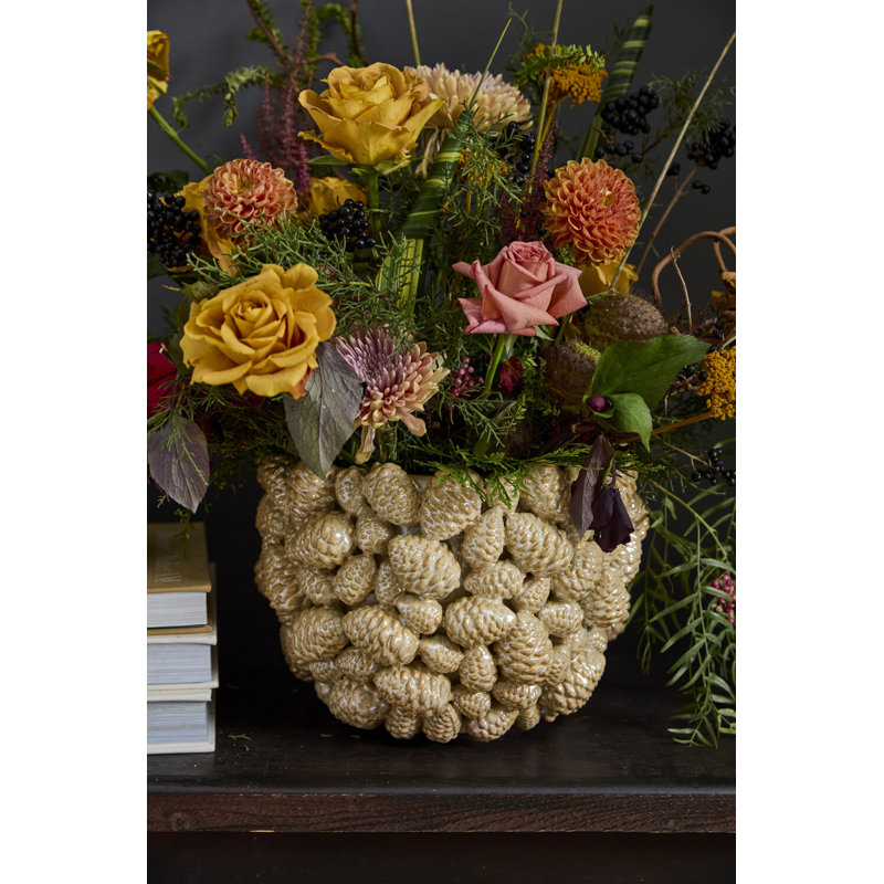 Pine Gold Pot 9"x 5.5", 9.25" H x 12.5" W x 12.5" D