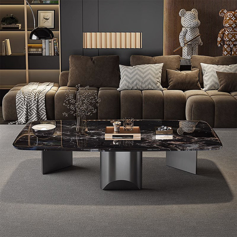 Rectangular supercrystalline stone coffee table, 14.6" H x 47.2" W x 27.6" D