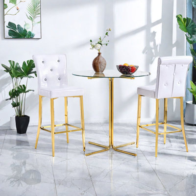 Ensemble de table de salle à manger moderne (doit inclure à la fois la table et la chaise), ensemble en métal de verre pour petite cuisine