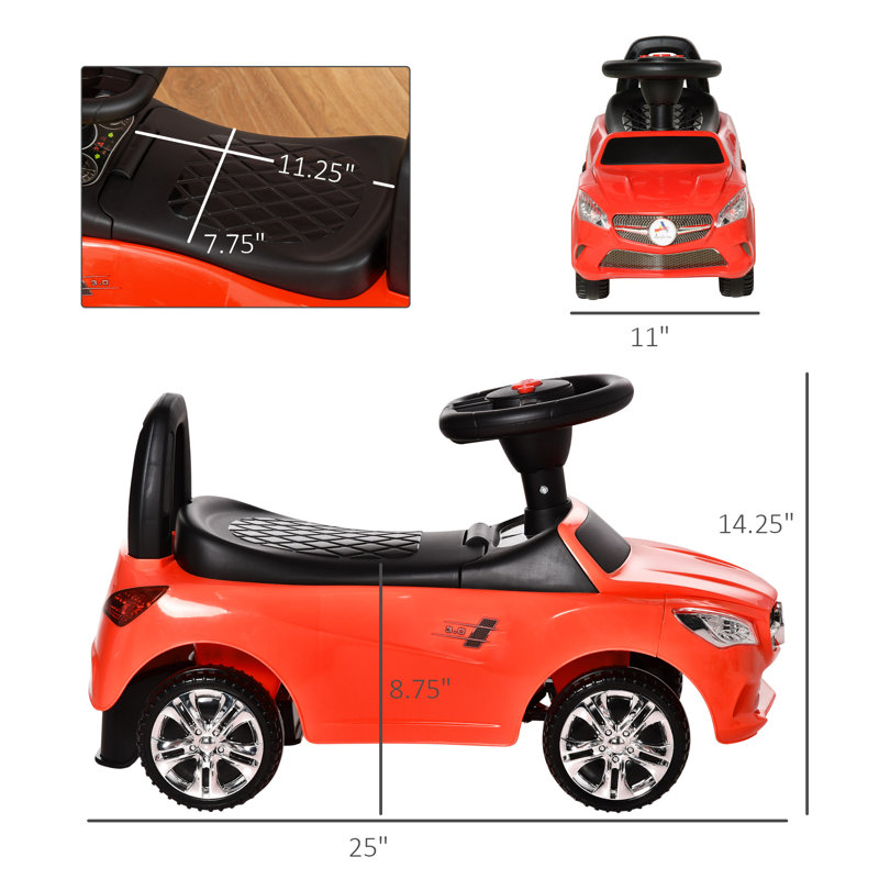 Red Toddler Foot-to-Floor Ride-On Car with Horn and Storage
