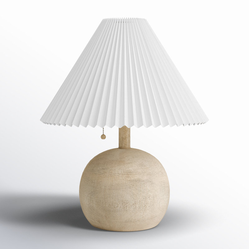 Lampe de table en résine Inaki, Naturel, Blanc