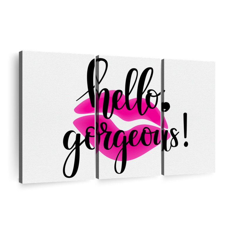 " Hello Gorgeous Kiss " 3 Piece Art Set, 33" H x 20" W x 1.25" D