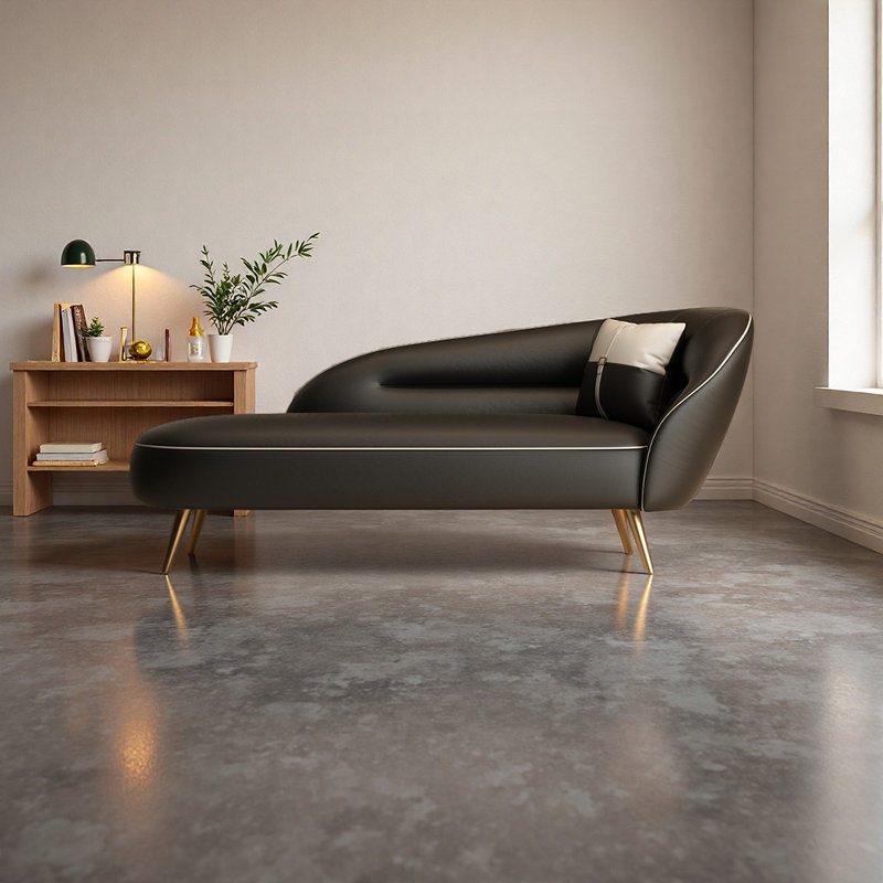 Chaise longue en similicuir Modern Simplicity, Right Hand Facing, Black