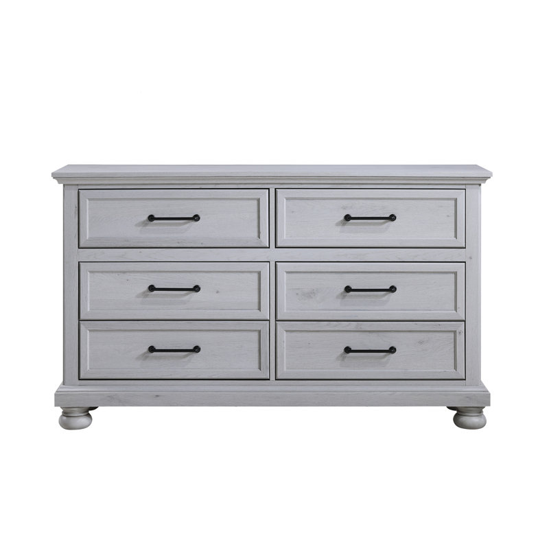 60" Wide Coastal Dresser in a Gray Finish with Turned Legs