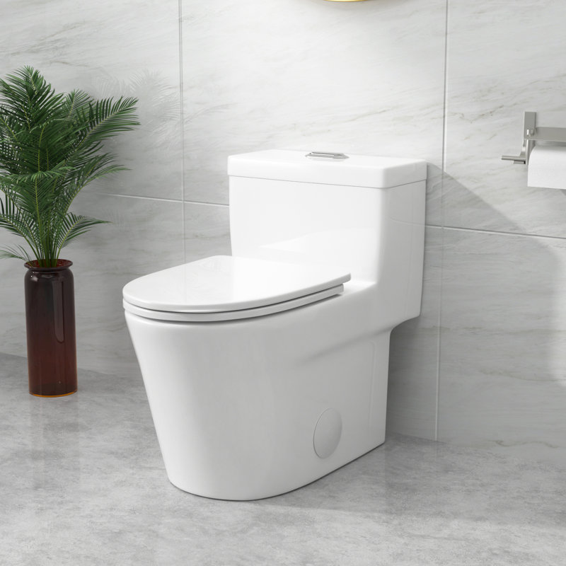 Sarlai 1.6 Gallons GPF Elongated Comfort Height Floor Mounted One-Piece Toilet (Seat Included)