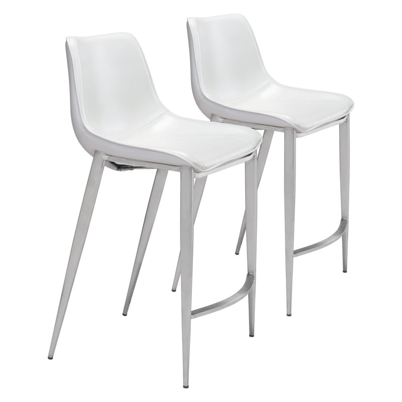 Tabouret de comptoir 25,8 po , Chrome chrome, Blanc