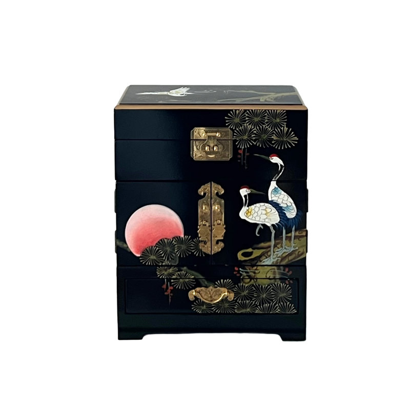 Hand Painted Cranes Jewellery Box