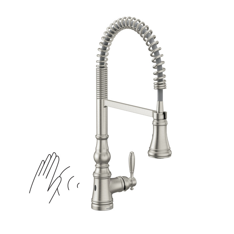 Moen Weymouth Pre-Rinse Spring Pull-Down Single Handle Kitchen Faucet, Spot Resist Stainless, No SenSor