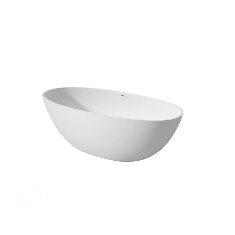 65" Premium Solid Surface Deep Soaking Bathtub, Matte White