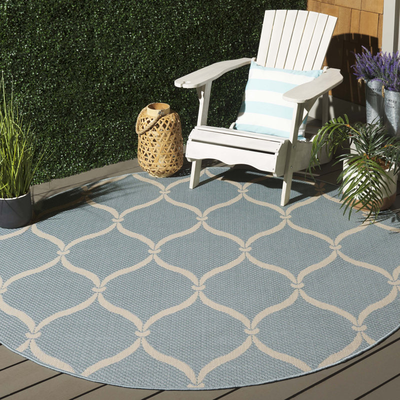 Palmetto Geometric Indoor/Outdoor Rug, 6'-7" X 6'-7" Round