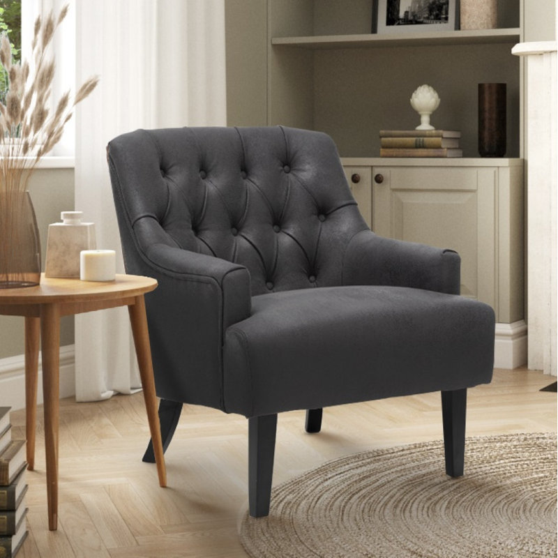 Haysville Upholstered Microfiber / Microsuede Slipper Chair, Grey