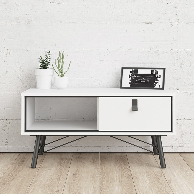 Levine Four Leg Coffee Table with Storage, Matte White