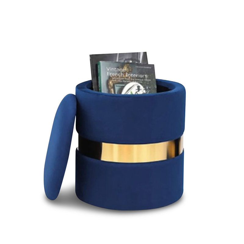 Tabouret de rangement rond en velours