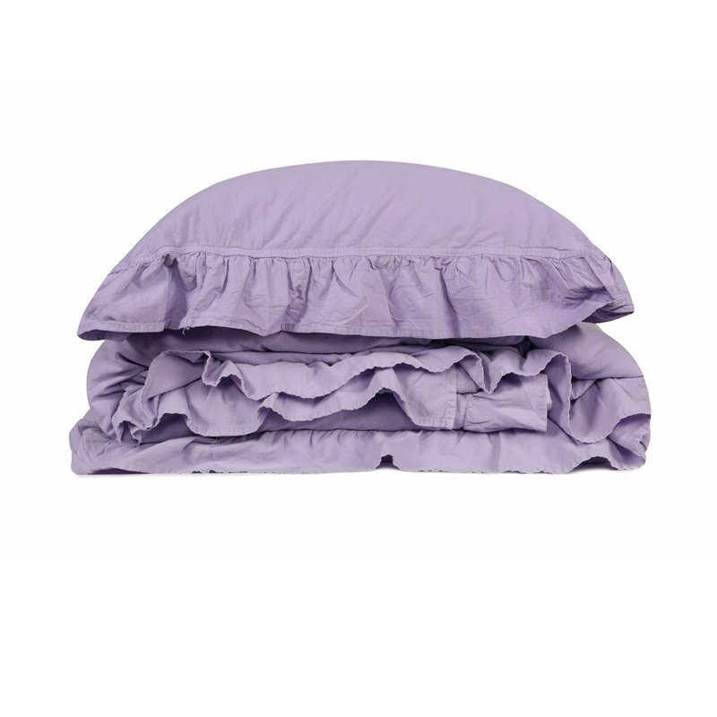 Ensemble de housse de couette 100% coton Landwehr, Housse de couette très grand + 2 très grandes ta, Mauve