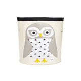 3 Sprouts - Canvas Storage Bin - Laundry and Toy Basket for Baby and Kids - Snowy Owl