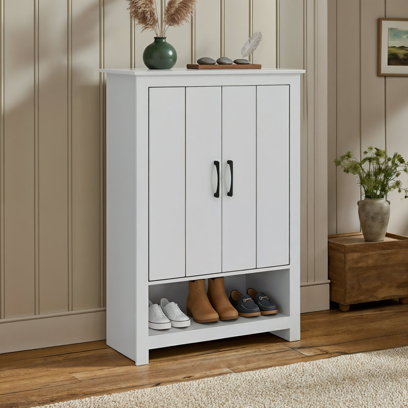 Limestone 3ft Shoe Cabinet, White