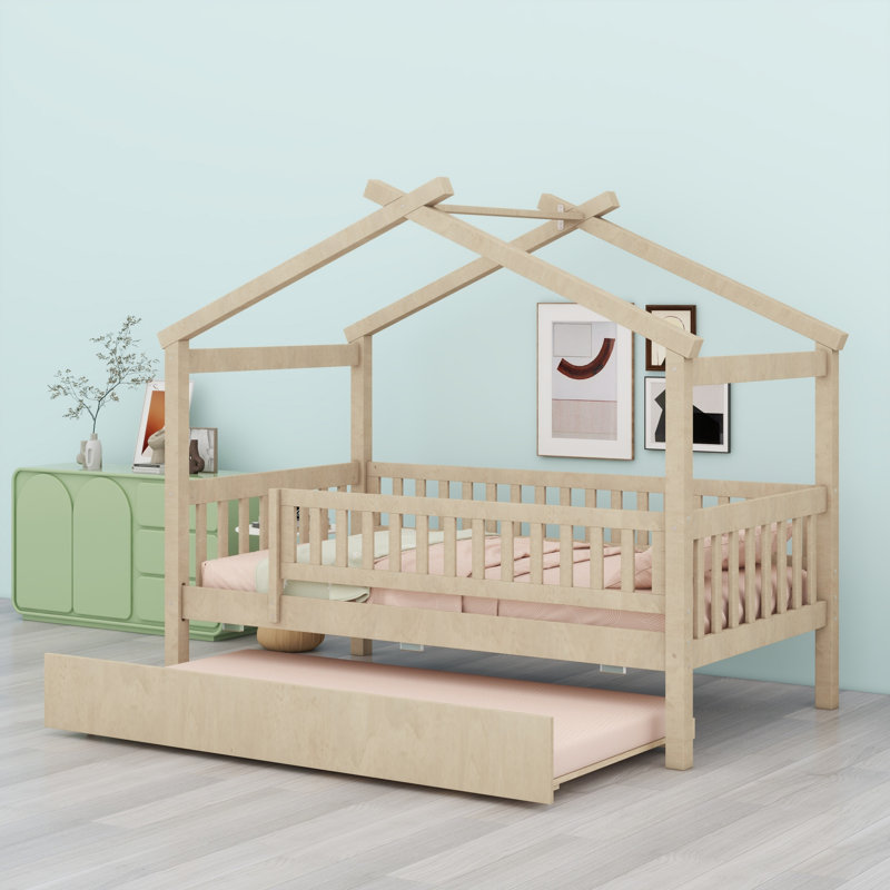 Lit en bois avec couchette, Naturel