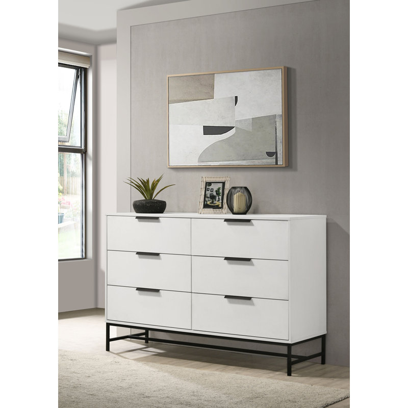 Clansy 6-drawer Bedroom Dresser White