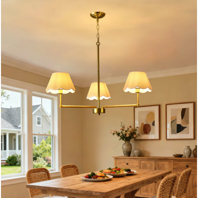 Lustre contemporain en tissu et corde avec abat-jour 3 lumières doré