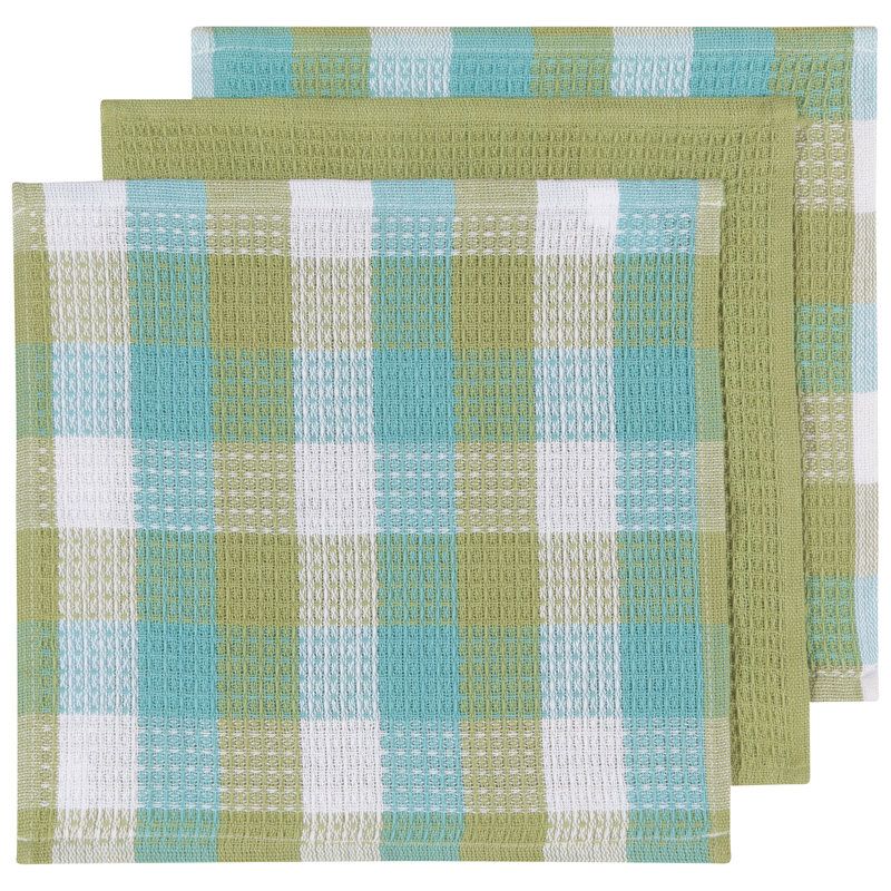 Cotton Waffle Dish Cloth Kitchen Towel, Leaf