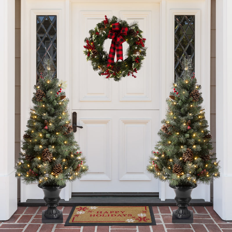 Arbre de Noël artificiel vert avec lumières claires / blanches, 4 pi
