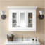 Armoire à pharmacie de 35 po avec miroir, 5 tablettes fermées et réglables, armoire de rangement murale avec portes en verre